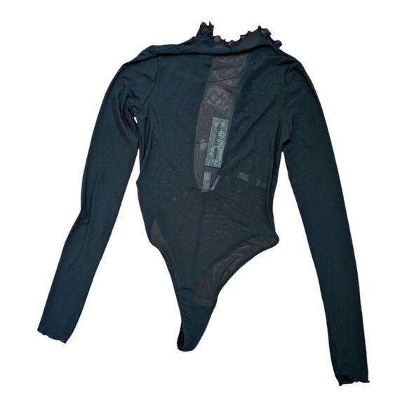 Black Mesh sheer bodysuit long sleeved size L - Picture 1 of 6